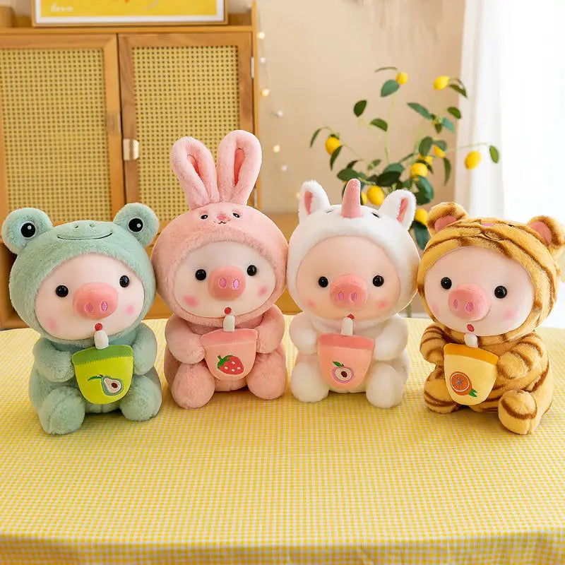 Floroux - Joli petit cochon en peluche dans un costume de grenouille pour enfants