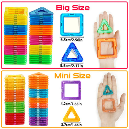 Ensemble de blocs de construction magnétiques créatifs - Grands et mini jouets DIY pour enfants de 7 à 12 ans, cadeau éducatif amusant de construction en couleurs mixtes