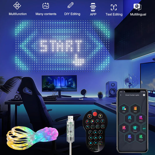 Lumières de Noël à LED intelligentes - Lumières féeriques programmables pour chambre, mariage et décoration de vacances avec synchronisation musicale et télécommande