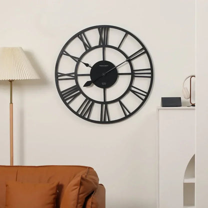 ÉléganceTemps – Horloge Murale Rétro avec Chiffres Romains, Style Ouvert