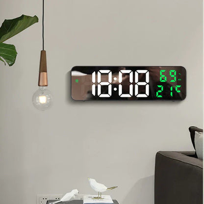 LumiTech – Horloge murale numérique LED avec affichage de la température et de l'humidité
