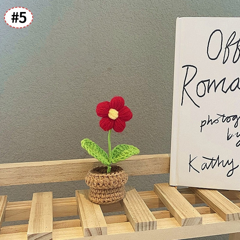 Décor de pot de fleurs au crochet fait main