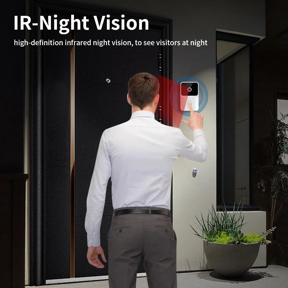 Belle caméra de porte vidéo sans fil Tuya HD - Détection de mouvement PIR WiFi et alarme contrôlée via les applications SmartLife Google Alexa