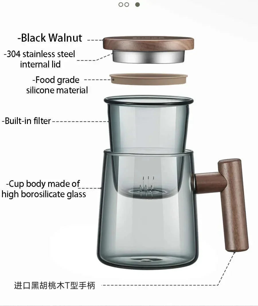 Tasse à thé en verre ultramoderne avec filtre et couvercle