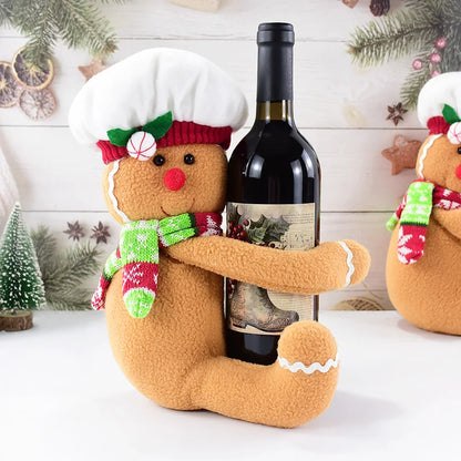 Floroux - Ours en pain d'épices confortable avec décoration festive et porte-bouteilles