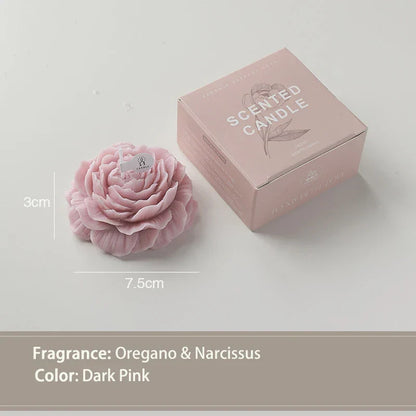 Bougies en cire d'abeille parfumées en forme de pivoine