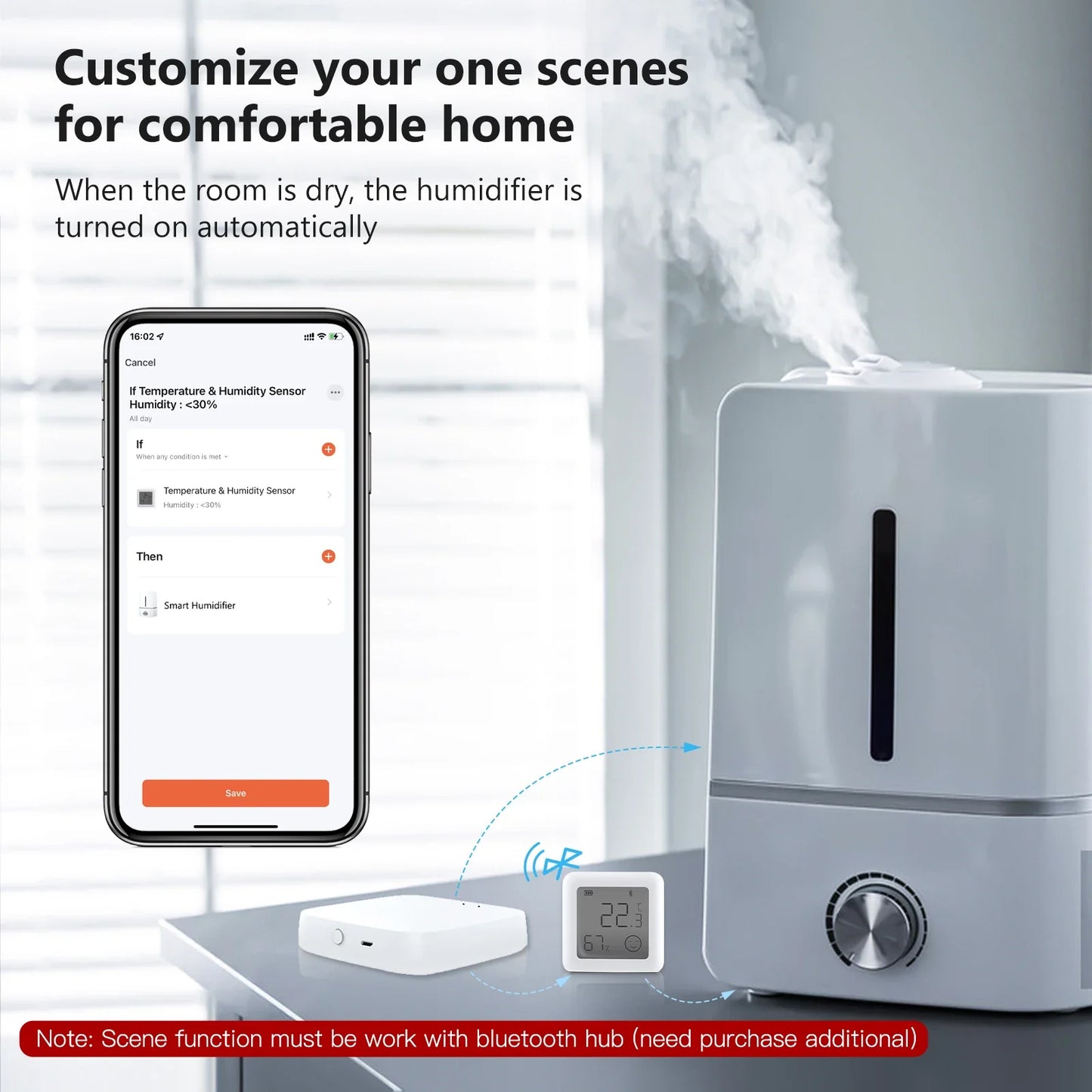 Capteur de température et d'humidité intelligent Tuya avec écran LCD - Thermomètre WiFi Bluetooth contrôle via les applications SmartLife Google Alexa