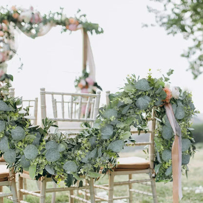 EucaGreen™ Eucalyptus Garland Set of 2 Pieces | Artificial Plant Decor | Ideal for Wedding, Table Decor & Wall Decoration