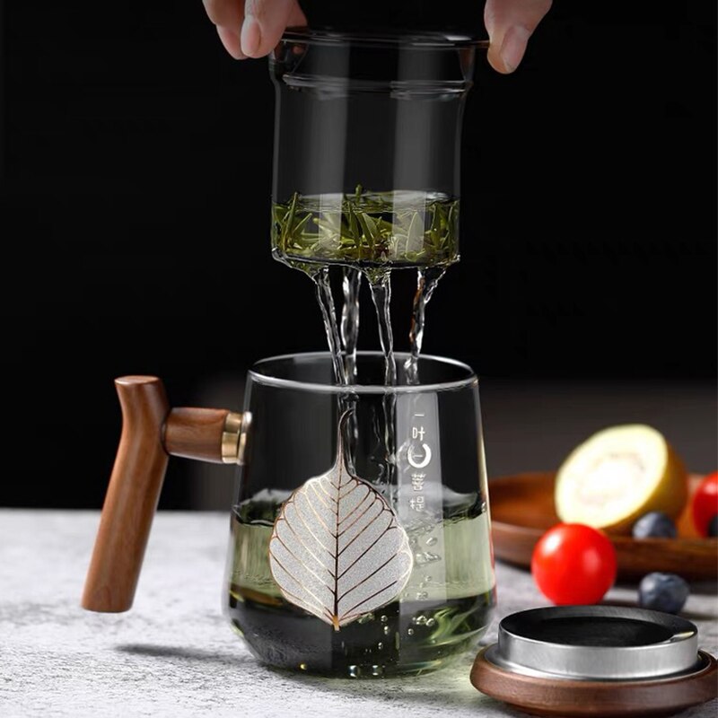 Floroux glass tea cup with filter | Heat-resistant water cup | Kung-Fu tea set for office and home