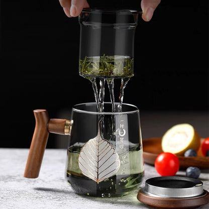 Floroux glass tea cup with filter | Heat-resistant water cup | Kung-Fu tea set for office and home