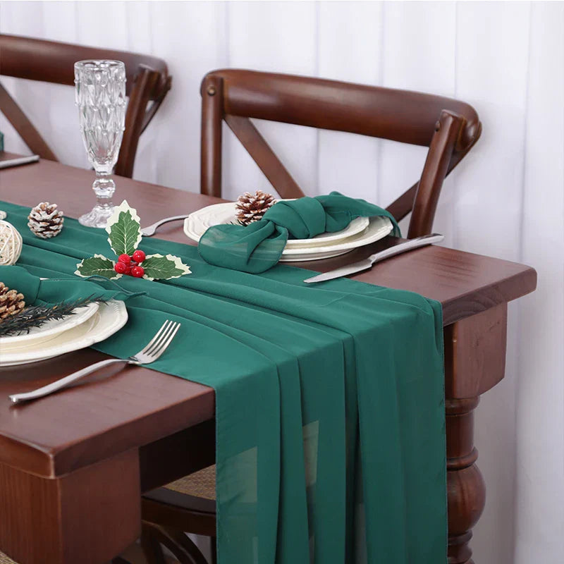 Chemin de table en chiffon unicolore luxueux au design rustique Boho avec des franges – Décoration de table parfaite pour les mariages, les baby showers, Pâques, la Saint-Valentin et la maison