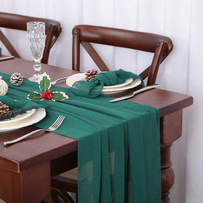 Chemin de table en chiffon unicolore luxueux au design rustique Boho avec des franges – Décoration de table parfaite pour les mariages, les baby showers, Pâques, la Saint-Valentin et la maison