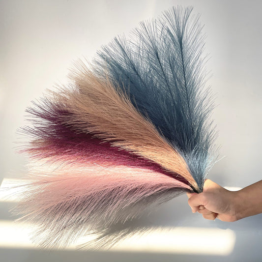 20Pcs Bohémien Fluffy Herbe de Pampas Artificielle Colorée