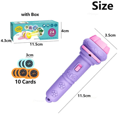 Set de projecteur de lampe torche créatif pour enfants - 10 cartes avec 80 motifs, parfait compagnon pour l'histoire au coucher