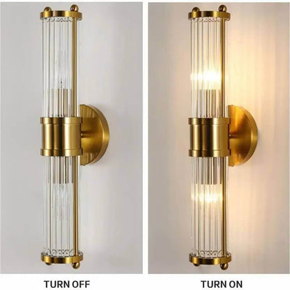 Appliques en laiton et cristal Art Déco pour salle de bain