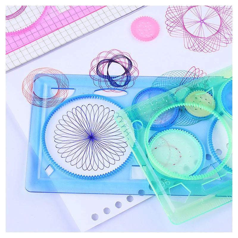Creative Kids Geometry Spirograph Stencils Set - 4 Modèles de Dessin Floral, Outils Artistiques Éducatifs pour Fournitures Scolaires en Couleurs Vives