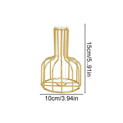 Floroux Gold Vase | Metal Cage Design | Elegant Decoration | Perfect for Home and Office | Timeless Home Accessory