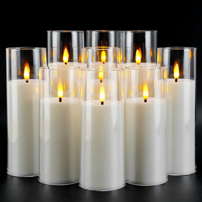 CandleGlow™ Flameless LED Candle Set | 9 Pieces Acrylic Candles | Atmospheric Decoration for Home and Events