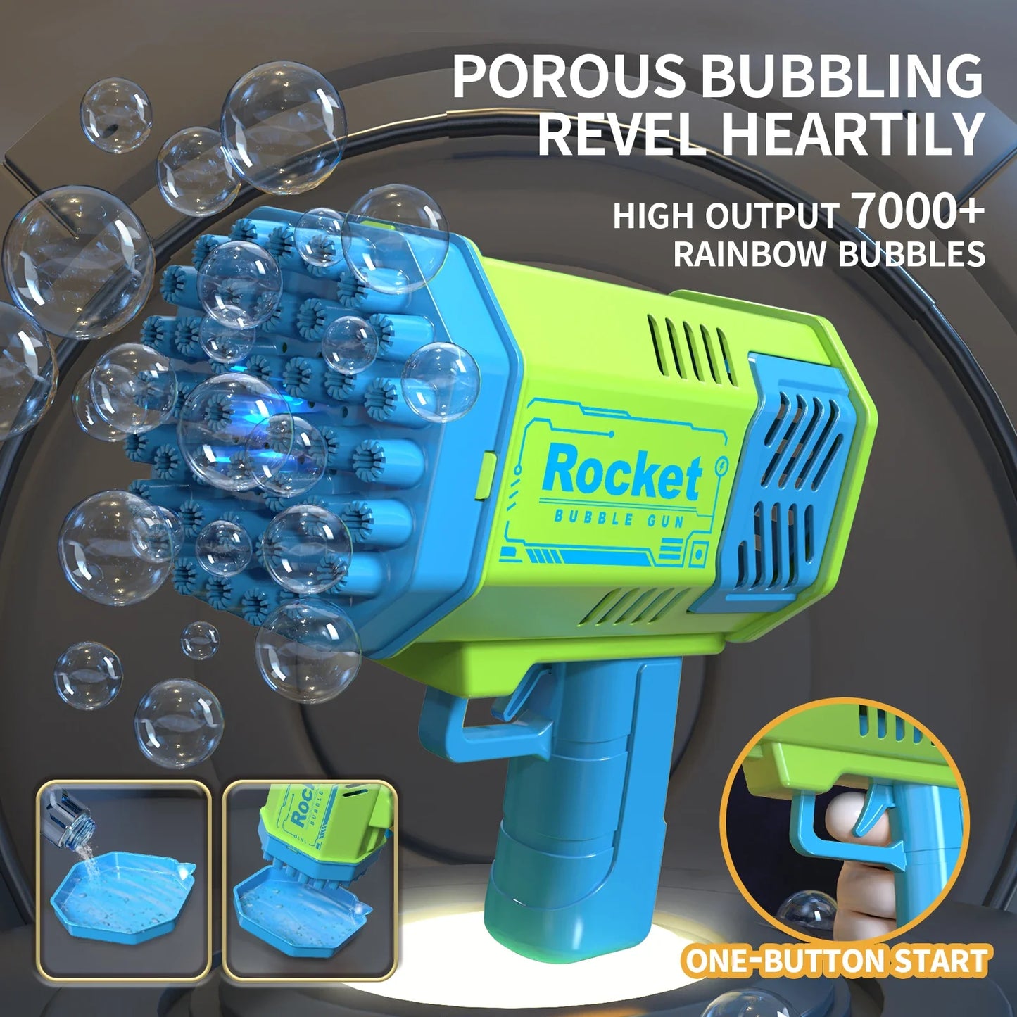 Pistolet à bulles électrique 40 trous - Amusement en extérieur pour enfants, sans piles ni solution à bulles requises
