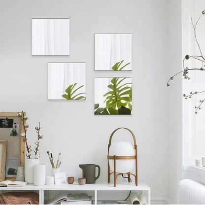 4PCs Miroir en verre HD auto-adhésif : Sûr et facile à installer