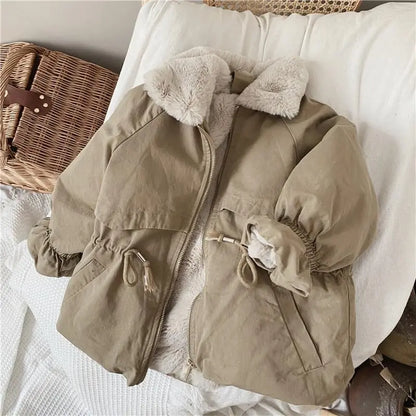 Veste en khaki doublée en fourrure pour enfants
