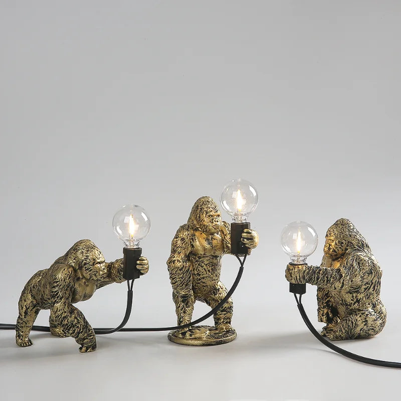 Floroux Gorilla Lampe de table | Lampe de nuit LED | Éclairage de table animalier pour la maison