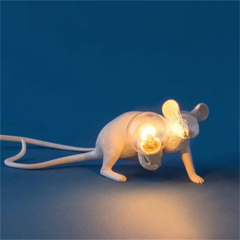 Lampes de table LED – design animal en résine moderne – souris – veilleuses – décoration intérieure – lampe de bureau