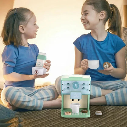 Ensemble de jouets en bois pour enfants - Ensemble de machine à café et à biscuits - Cadeau éducatif de jeux de rôle en cuisine pour garçons et filles