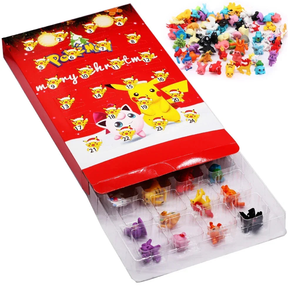 Calendrier de l'Avent Kawaii Pikachu - 24 figurines en PVC Anime pour enfants, ensemble cadeau de vacances