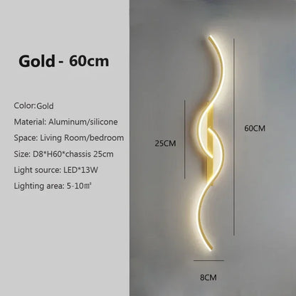 Lampe murale LED 60/80/100CM Télécommande intelligente Température de couleur réglable Luminosité Chambre de nuit Salon Appliques murales