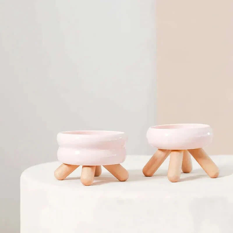 Bol en céramique pour chats avec trois pieds, pour nourriture et eau
