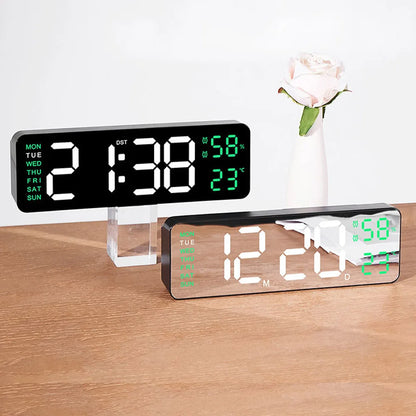 TimeGlow Horloge - Réveil Numérique Mince avec Température et Calendrier