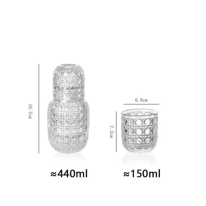Ensemble de carafes de nuit en verre élégant - Design exquis & utilité polyvalente