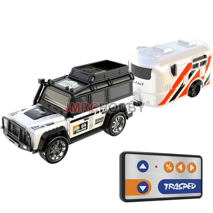 Voiture RC en alliage avec remorque - Véhicule miniature télécommandé 2,4 GHz pour enfants et adultes