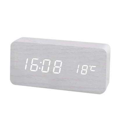 EcoHorloge – Horloge LED en bois avec affichage de la température et chargement sans fil