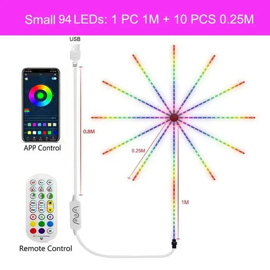 Guirlande lumineuse LED RGB intelligente - Lumières féériques Starburst contrôlées par application avec synchronisation musicale pour fêtes, mariages et décorations de vacances
