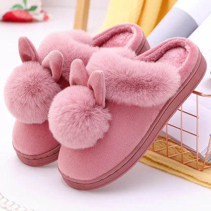 Chaussons en Peluche Bunny - Chaussons en Luxe Peluche avec de Jolis Oreilles de Lapin pour la Maison