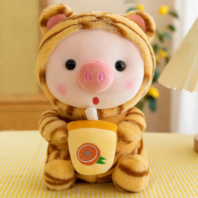 Floroux - Joli petit cochon en peluche dans un costume de grenouille pour enfants