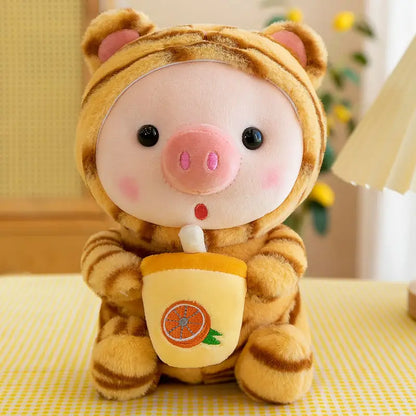 Floroux - Joli petit cochon en peluche dans un costume de grenouille pour enfants