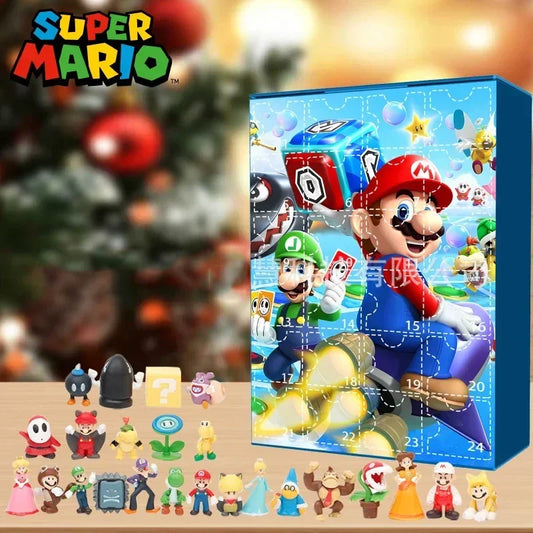 Calendrier de compte à rebours des vacances Super Mario 2024 – Ensemble cadeau pour enfants avec des jouets Daisy, Luigi et Bowser