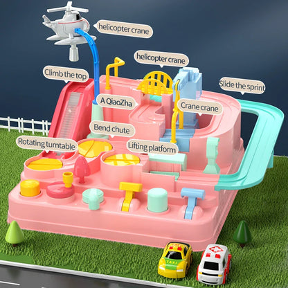 Set de jeu de piste automobile d'aventure pour enfants - Parc de secours urbain et jeu de puzzle, cadeau de préscolaire