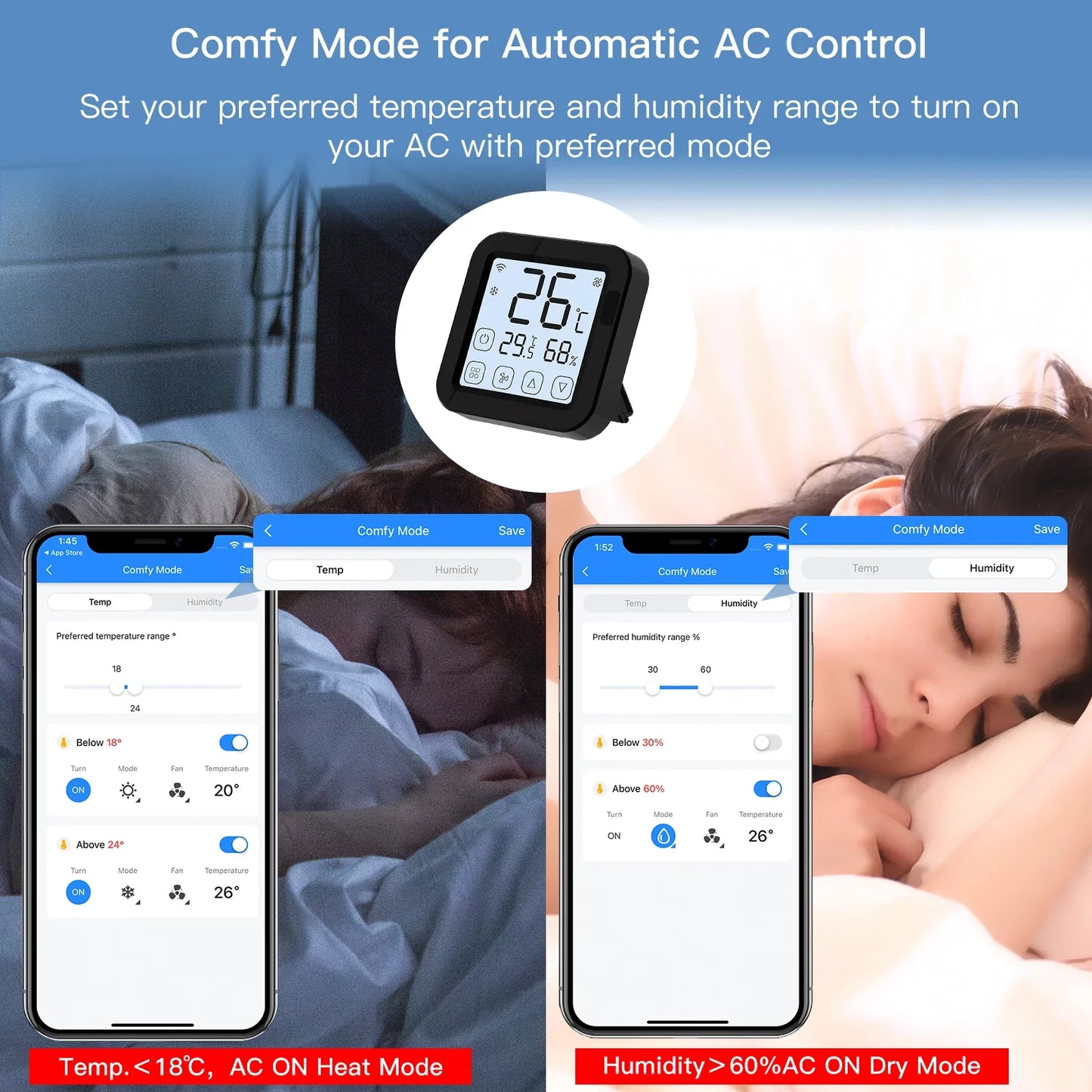 Contrôleur de thermostat IR Tuya avec écran LCD - Contrôle de température et d'humidité WiFi via les applications SmartLife Google Alexa