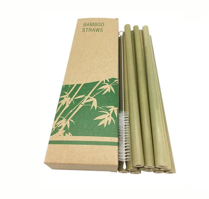 Floroux | Set de pailles en bambou naturel avec brosse de nettoyage éco