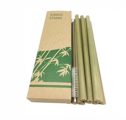 Floroux | Set de pailles en bambou naturel avec brosse de nettoyage éco