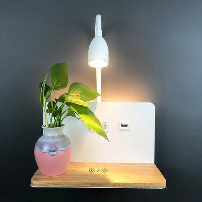 LumiCharge | Applique Murale LED avec USB et Charge Sans Fil