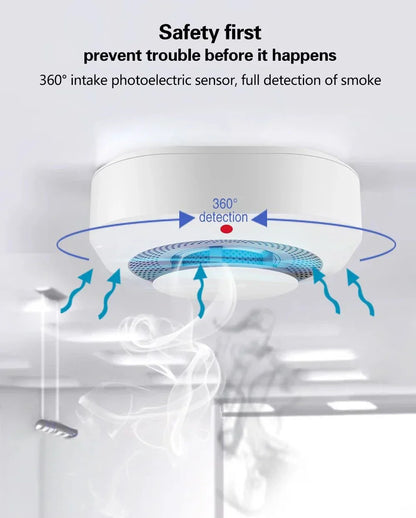 Détecteur de fumée et alarme intelligente Tuya - Alarme 80db contrôlée par WiFi via les applications SmartLife Google Alexa