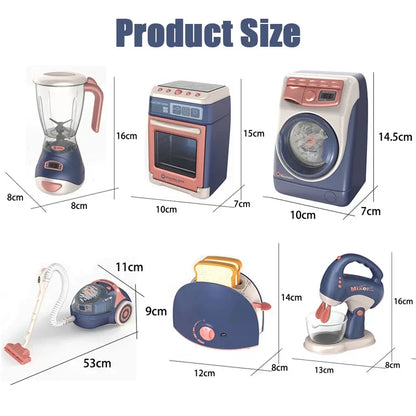 Jeu de rôle de cuisine - Aspirateur électrique, Presse-agrumes, Machine à laver et Jouets balayeurs à eau pour enfants