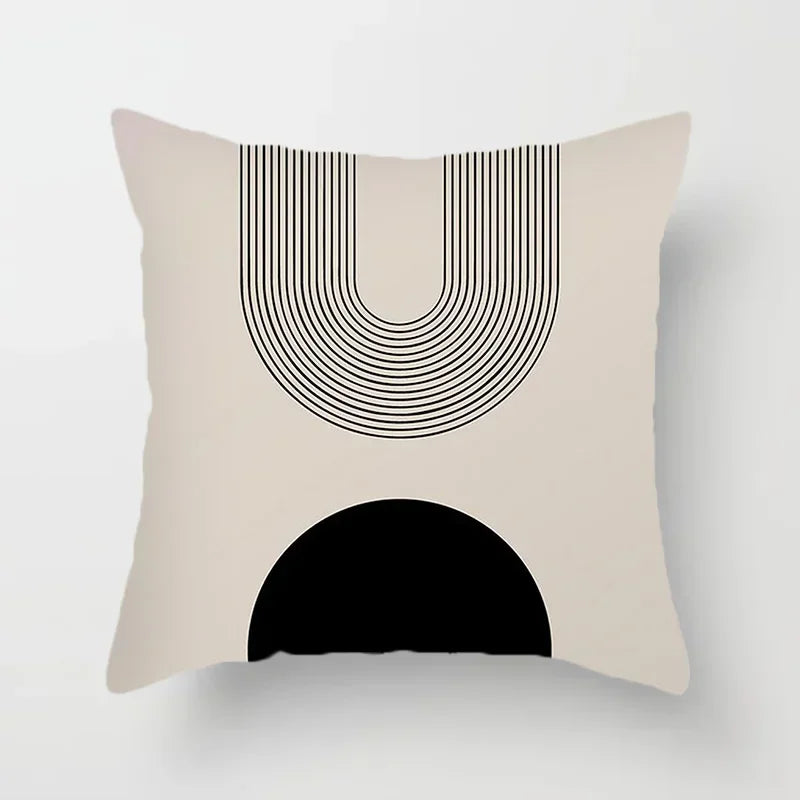 Aurum Housse de coussin - Housse de coussin moderne noir et blanc avec impression artistique abstraite