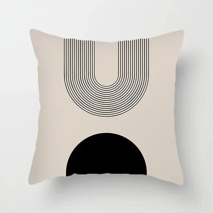 Aurum Housse de coussin - Housse de coussin moderne noir et blanc avec impression artistique abstraite