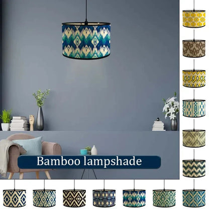 Abat-jour géométrique africain en bambou tambour